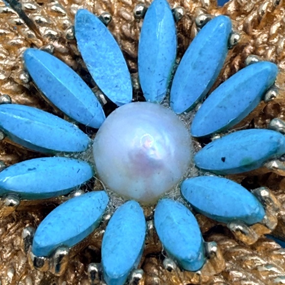 Brooch with Turquoise and Pearl - Picture 3 of 5